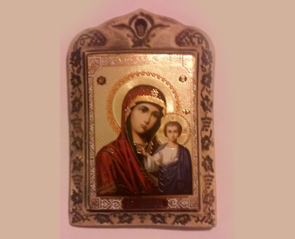 Keramička pločica sa ikonom presvete Bogorodice